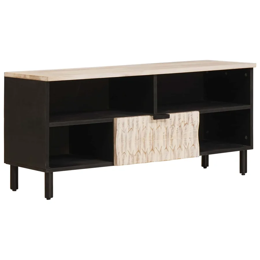 Meuble TV avec tiroir Finition Lavage Blanc 100 x 33 x 46 cm