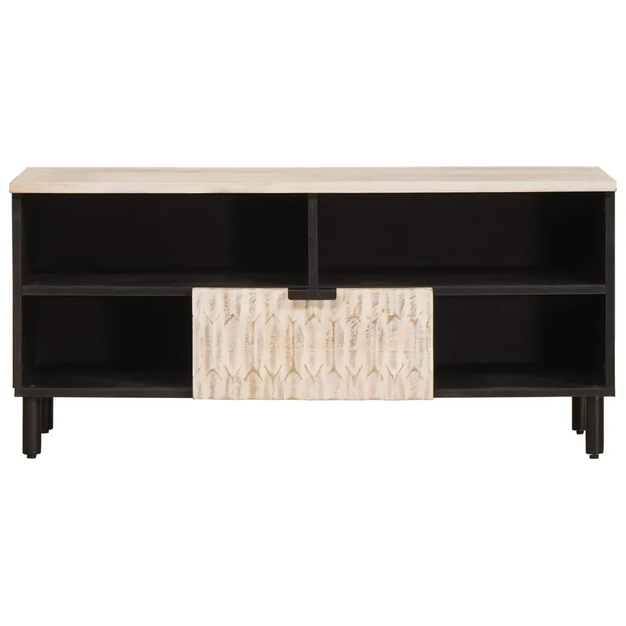 Meuble TV avec tiroir Finition Lavage Blanc 100 x 33 x 46 cm - 3
