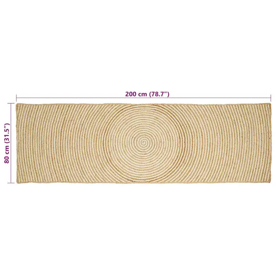 Tapis de surface Blanc 80 x 200 cm Jute - 8
