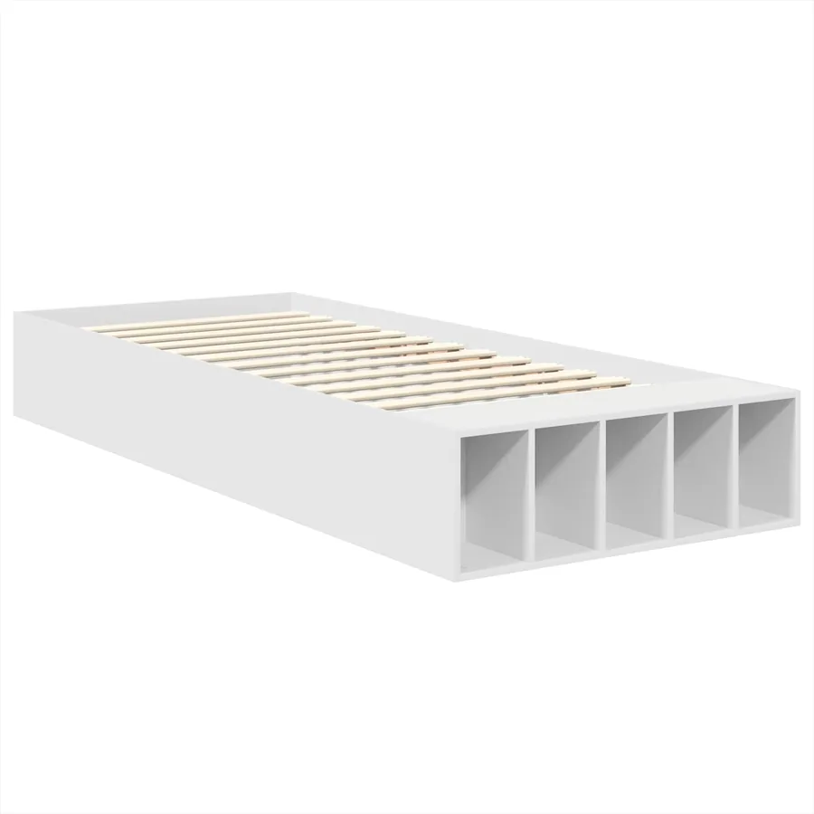 Cadre de lit avec étagère Blanc 75 x 190 cm Bois d'ingénierie - 5