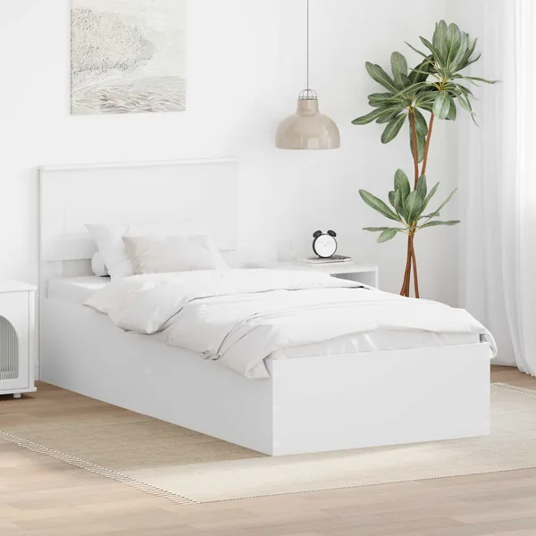 Cadre de lit Blanc 75 x 190 cm Bois d'ingénierie