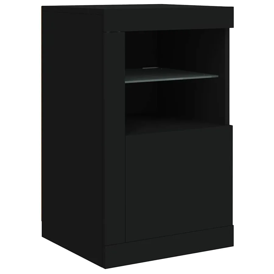 Buffet avec lumières LED noir 123x37x67 cm - 9