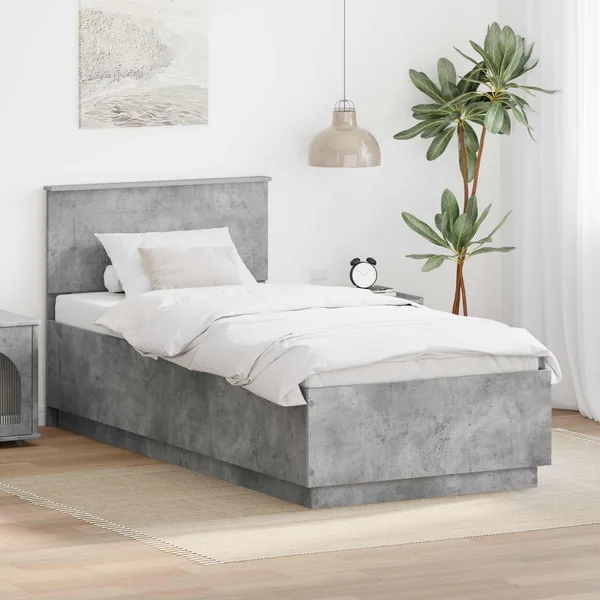 Cadre de lit Gris béton 70 x 190 cm Bois d'ingénierie