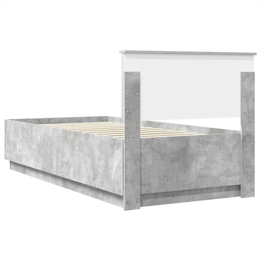 Cadre de lit Gris béton 70 x 190 cm Bois d'ingénierie - 10