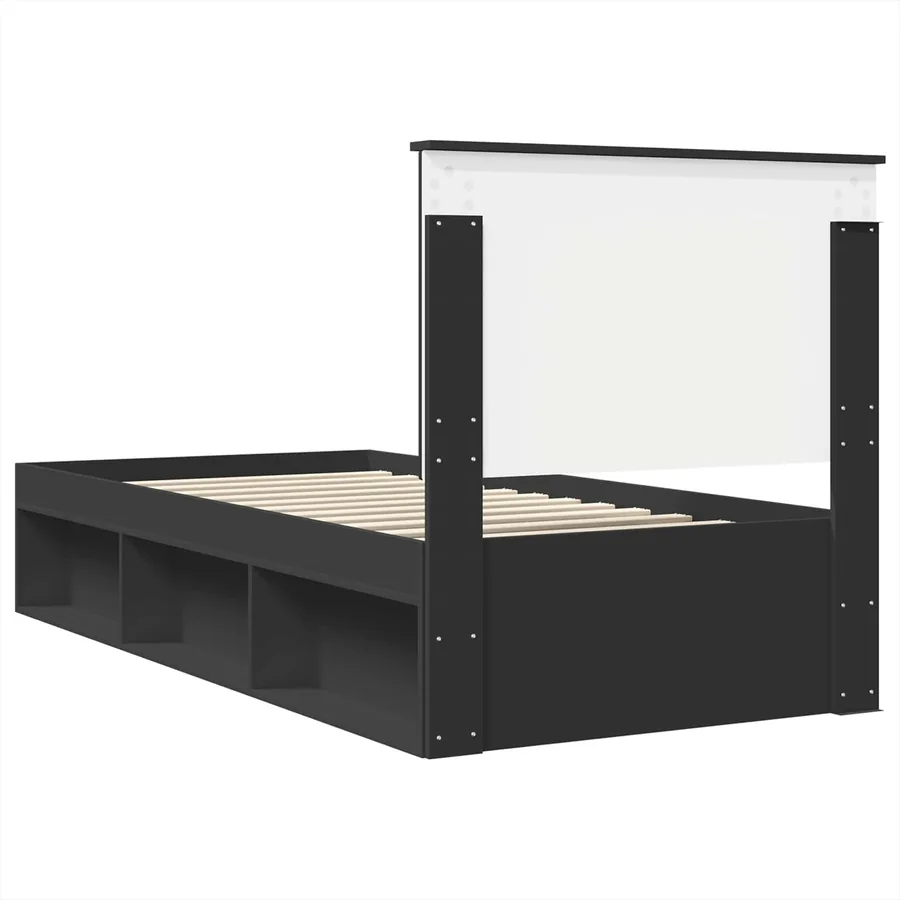 Cadre de lit Noir 75 x 190 cm Bois de pin massif - 9
