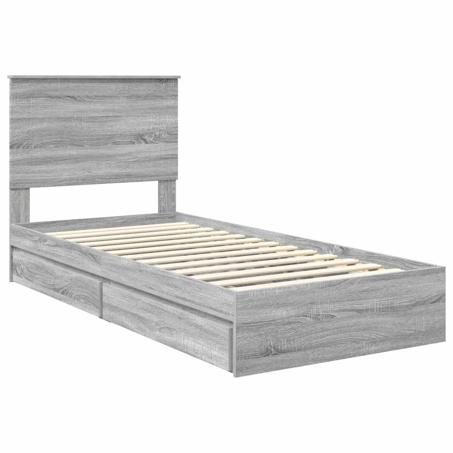 Lit de Rangement Gris Sonoma 75 x 190 cm Bois d'ingénierie - 4