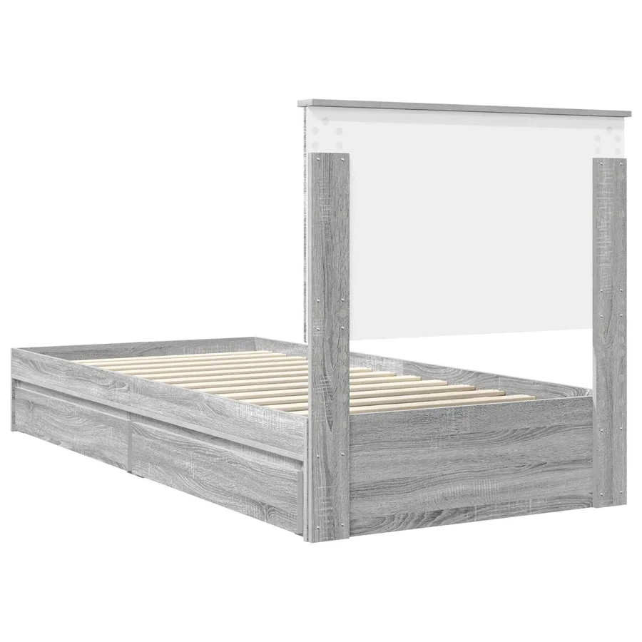 Lit de Rangement Gris Sonoma 75 x 190 cm Bois d'ingénierie - 8