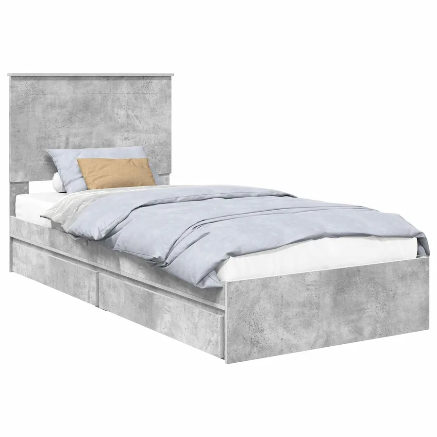 Lit de Rangement Gris béton 75 x 190 cm Bois d'ingénierie - 2