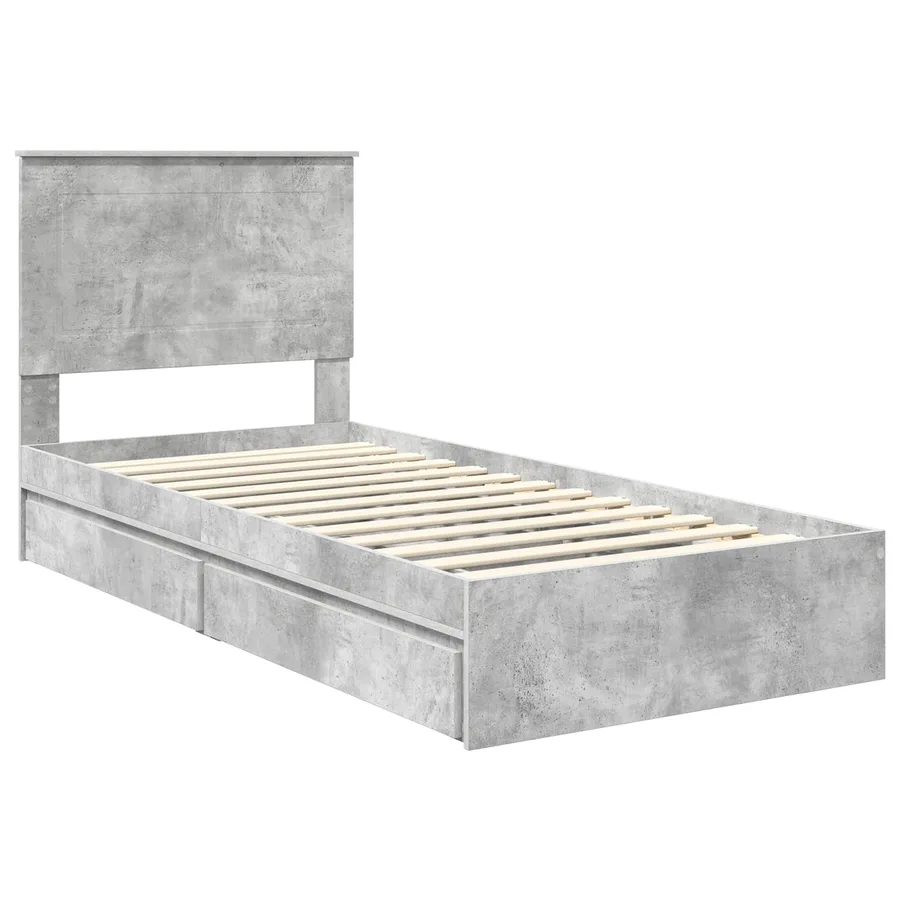 Lit de Rangement Gris béton 75 x 190 cm Bois d'ingénierie - 4