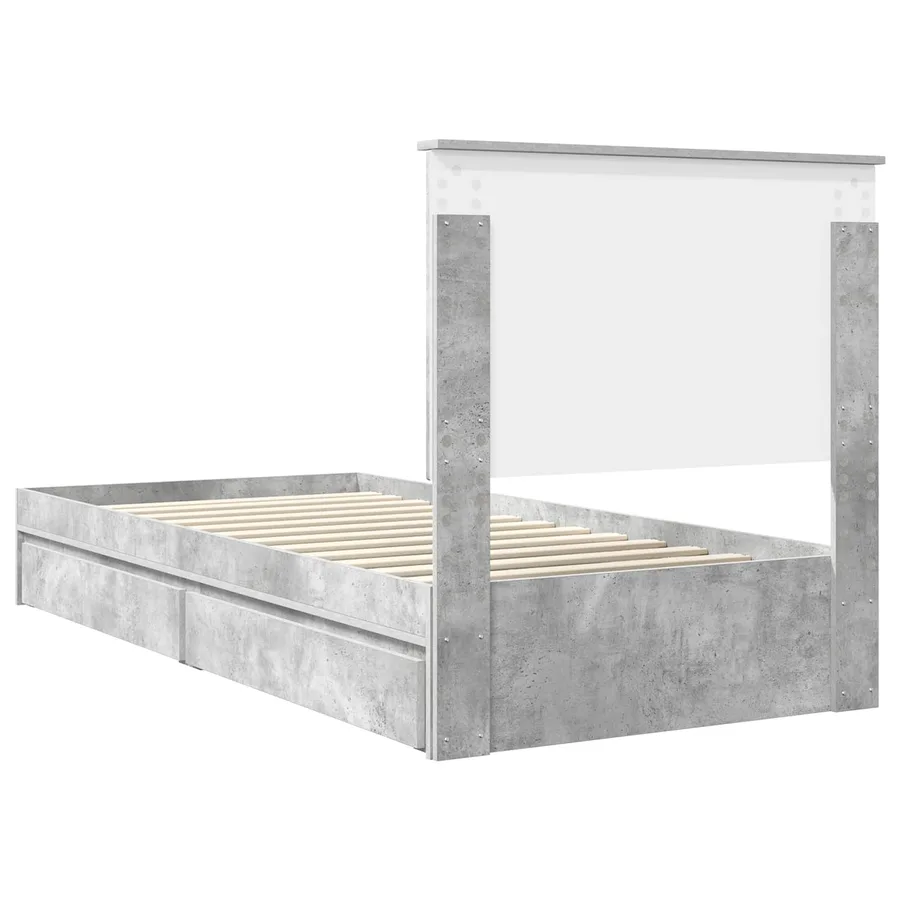 Lit de Rangement Gris béton 75 x 190 cm Bois d'ingénierie - 8