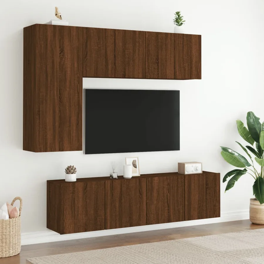 Meuble TV mural chêne marron 60x30x41 cm - 11
