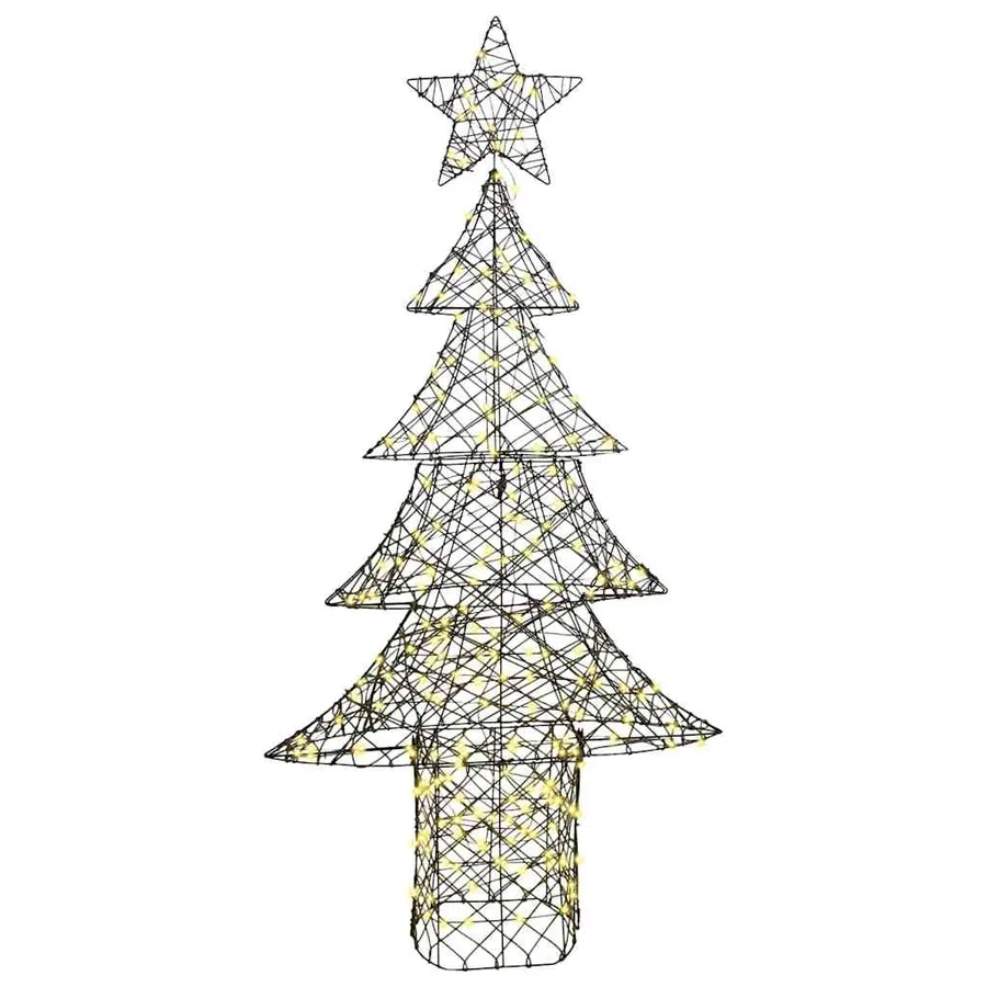 Sapin de Noël avec 240 LED Blanc chaud 180 cm Rotin - 4