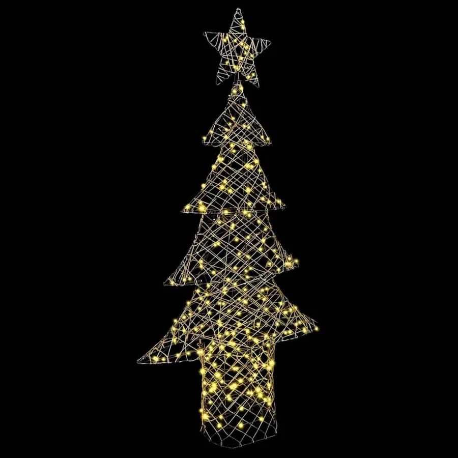 Sapin de Noël avec 240 LED Blanc chaud 180 cm Rotin - 5