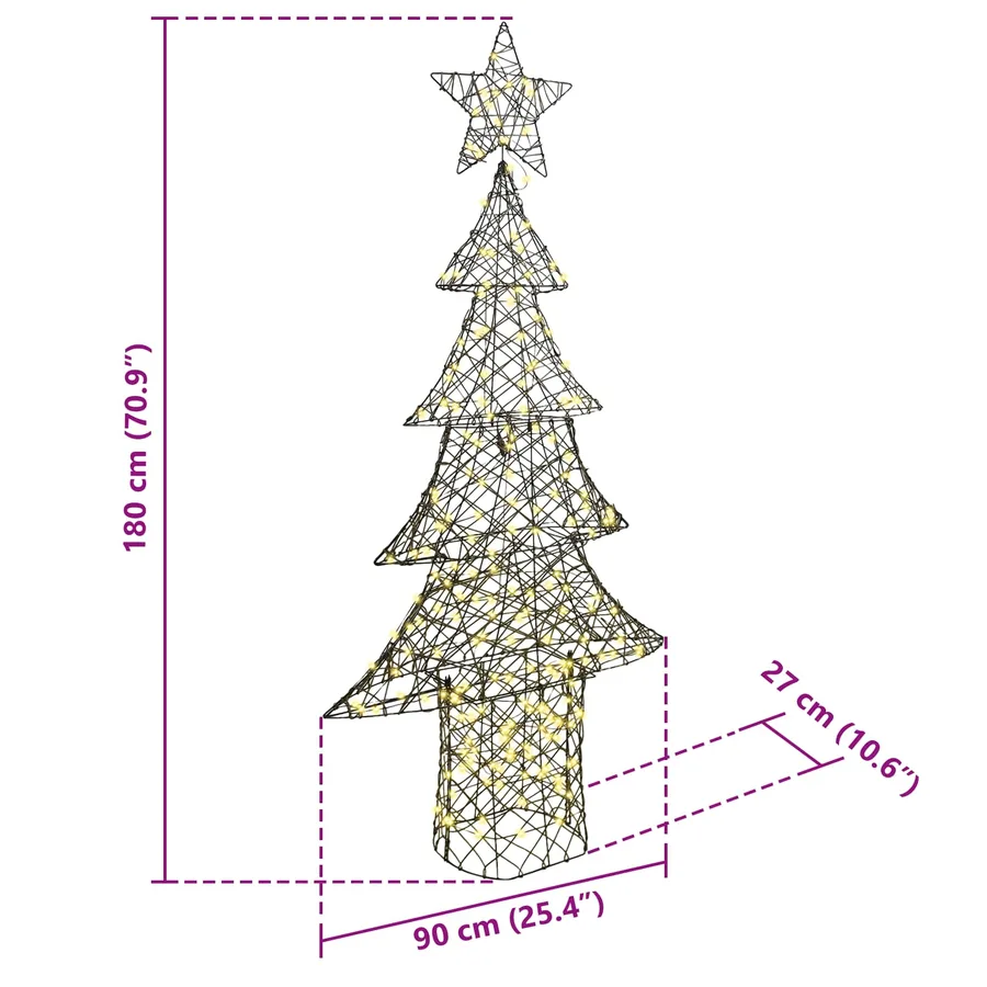 Sapin de Noël avec 240 LED Blanc chaud 180 cm Rotin - 8