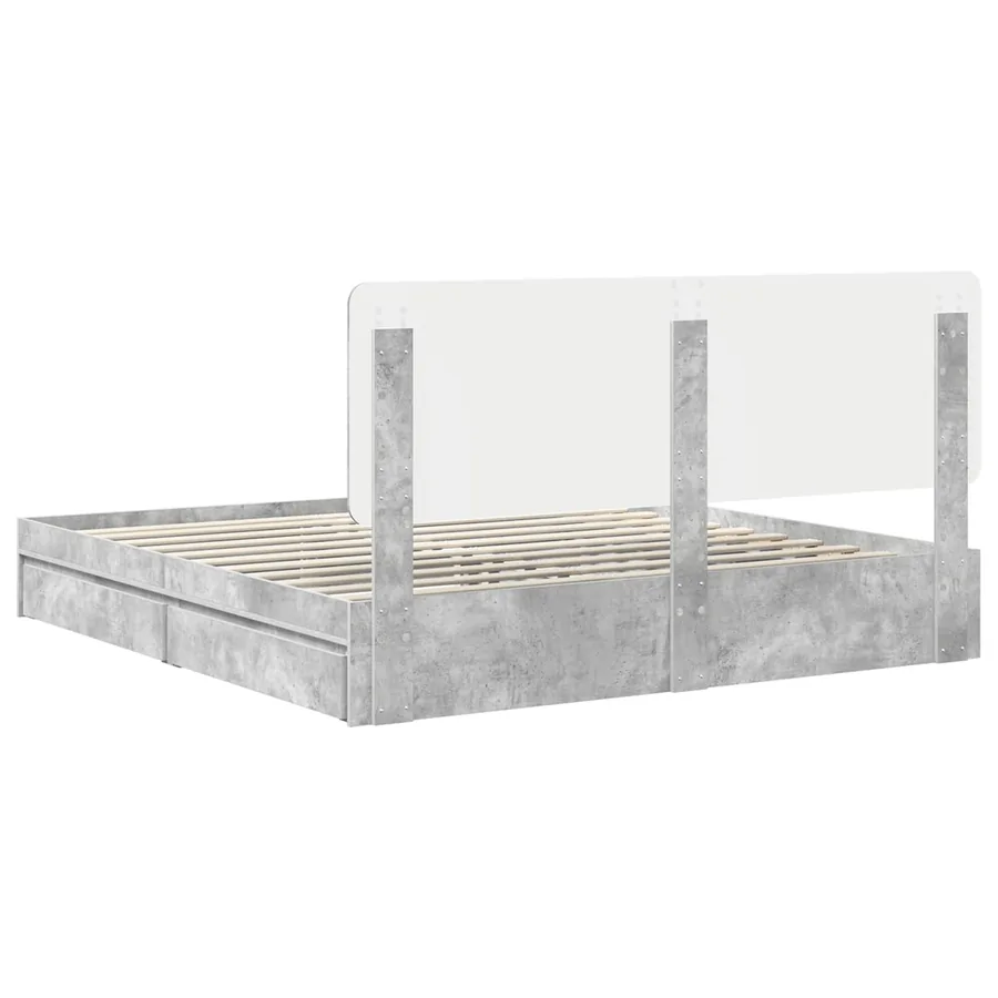 Lit de Rangement Gris béton 200 x 200 cm Bois d'ingénierie - 10