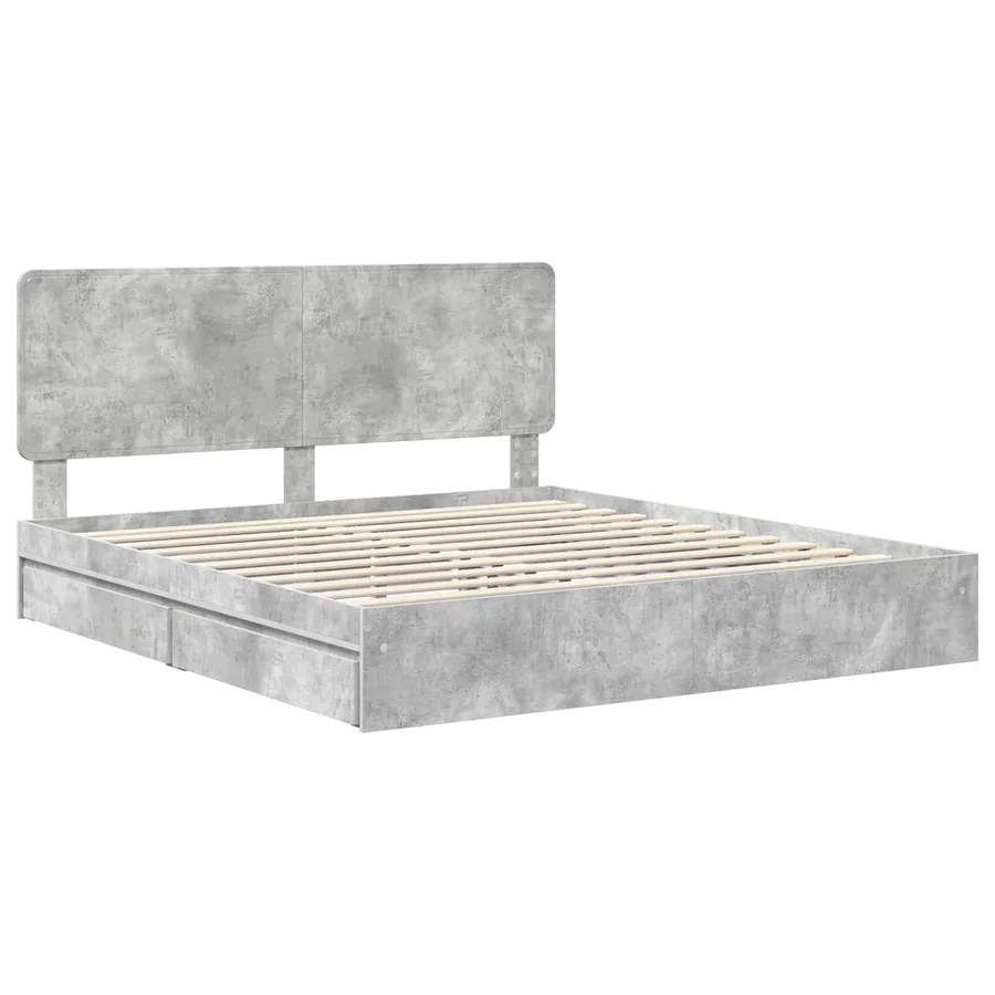 Lit de Rangement Gris béton 200 x 200 cm Bois d'ingénierie - 4