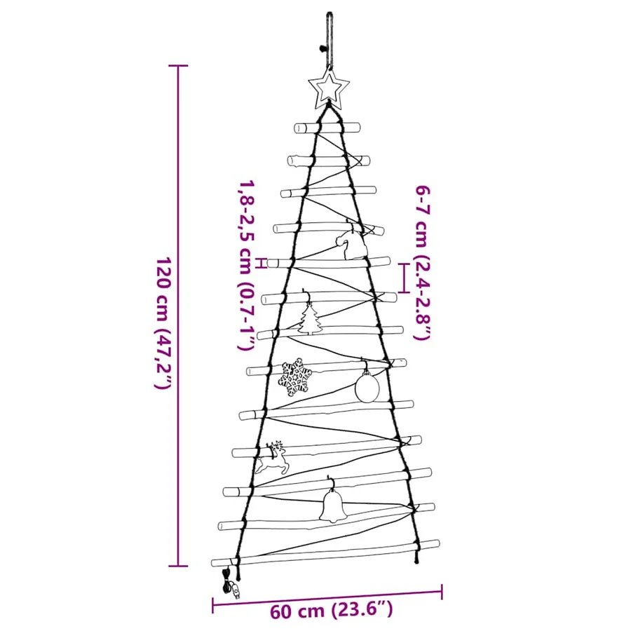 Sapin de Noël avec 50 LED Naturel 120 cm frêne massif - 10