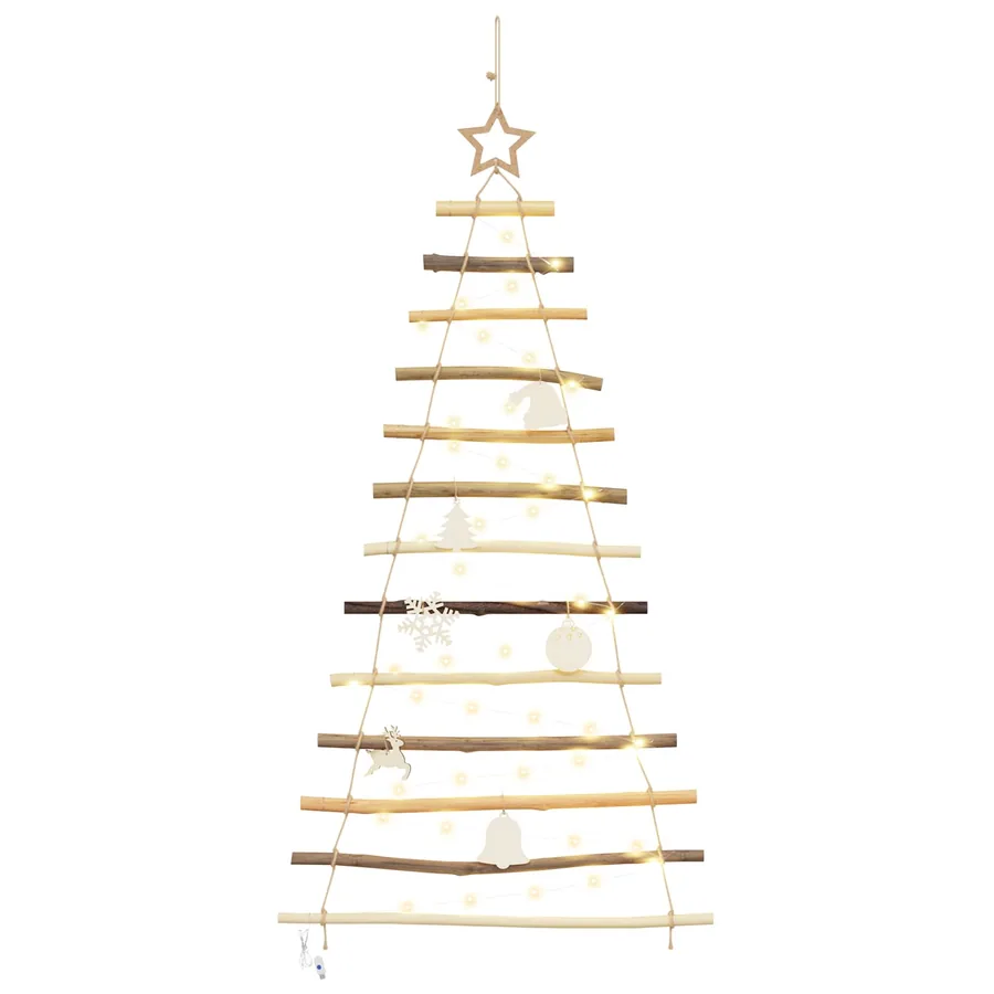Sapin de Noël avec 50 LED Naturel 120 cm frêne massif - 2