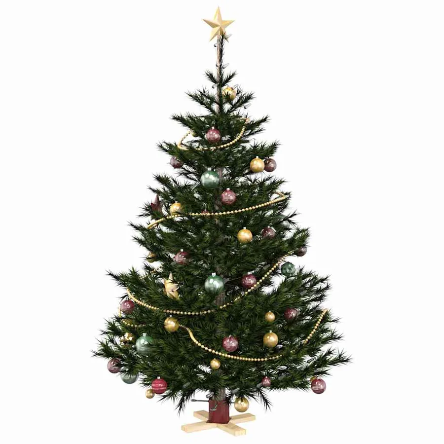 Pied de Sapin de Noël 1.73 Rouge 50 x 50 x 16 cm Pin massif - 3