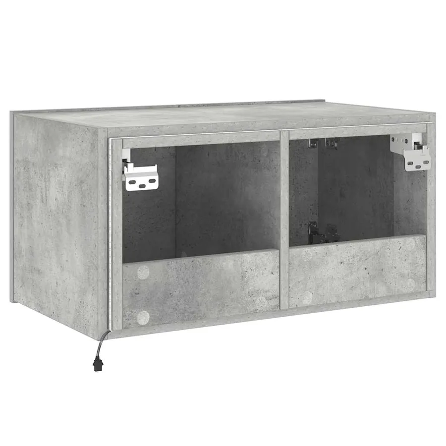 Meuble TV mural avec lumières LED gris béton 60x35x31 cm - 11