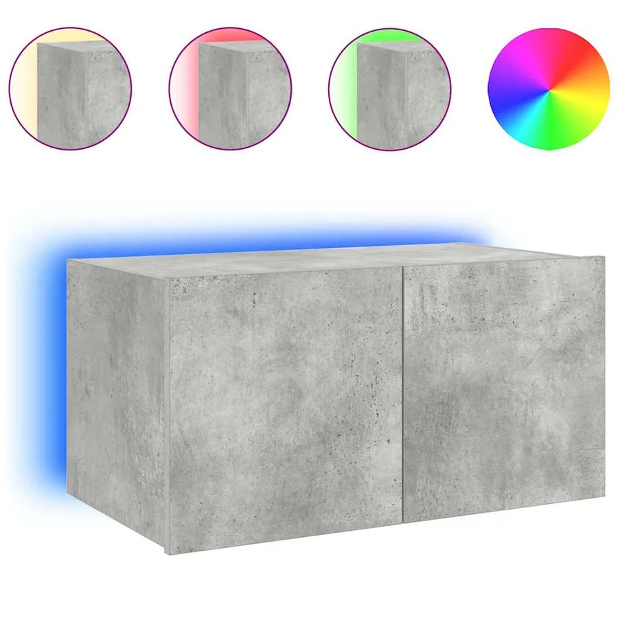 Meuble TV mural avec lumières LED gris béton 60x35x31 cm - 16