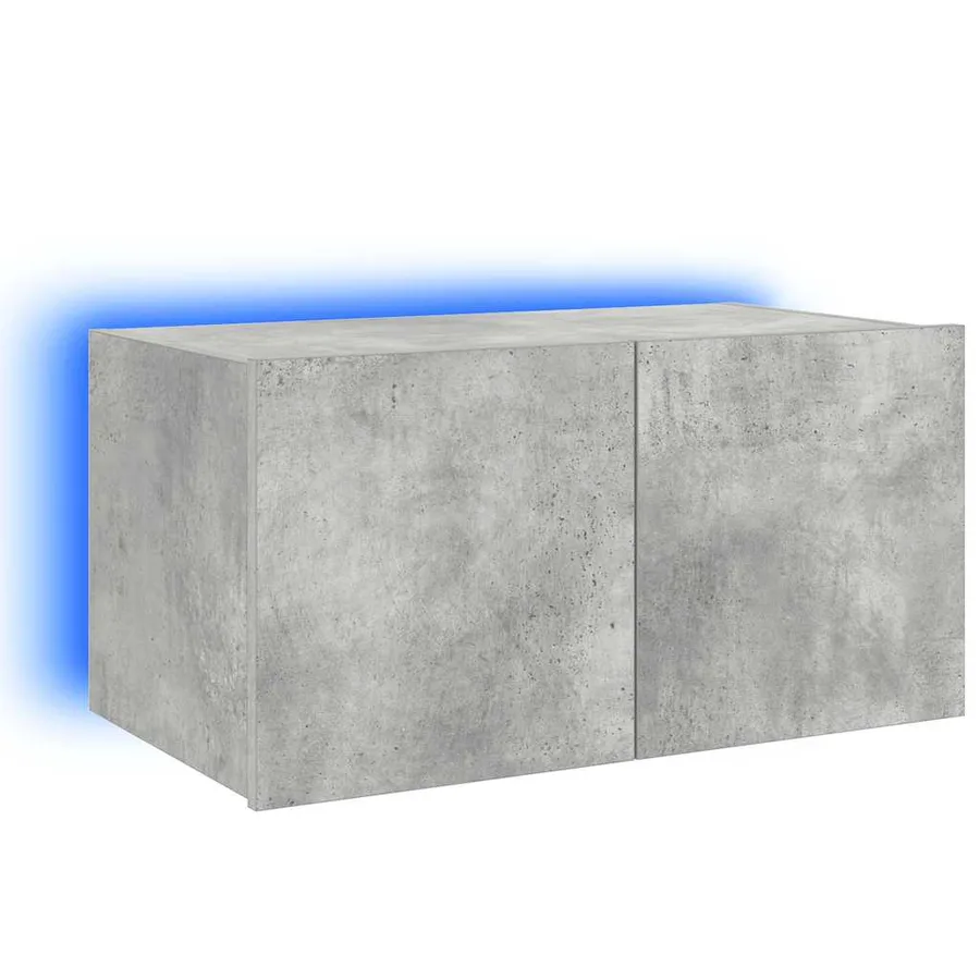 Meuble TV mural avec lumières LED gris béton 60x35x31 cm - 2