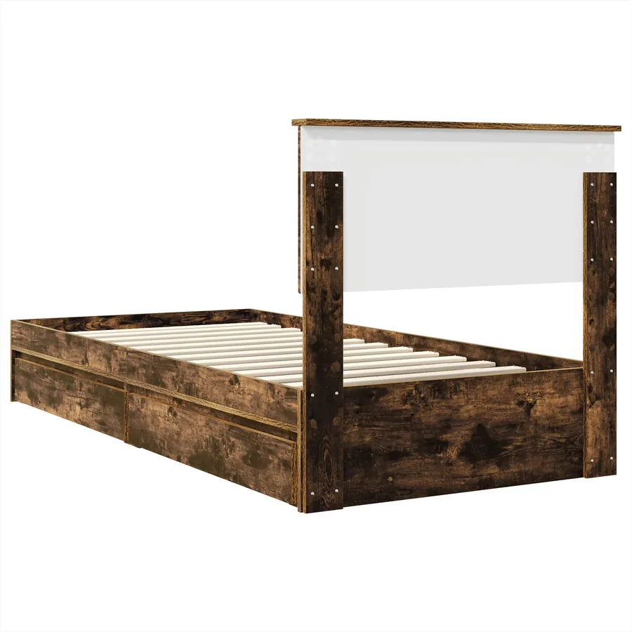 Lit de Rangement Chêne fumé 75 x 190 cm Bois d'ingénierie - 10