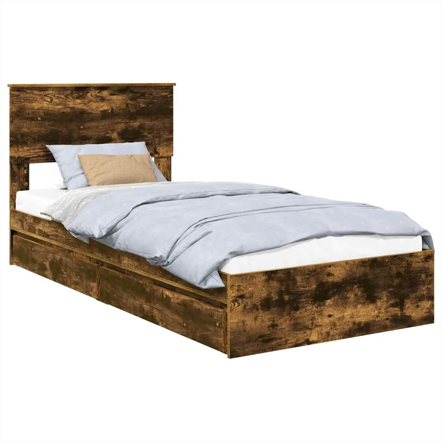 Lit de Rangement Chêne fumé 75 x 190 cm Bois d'ingénierie - 2