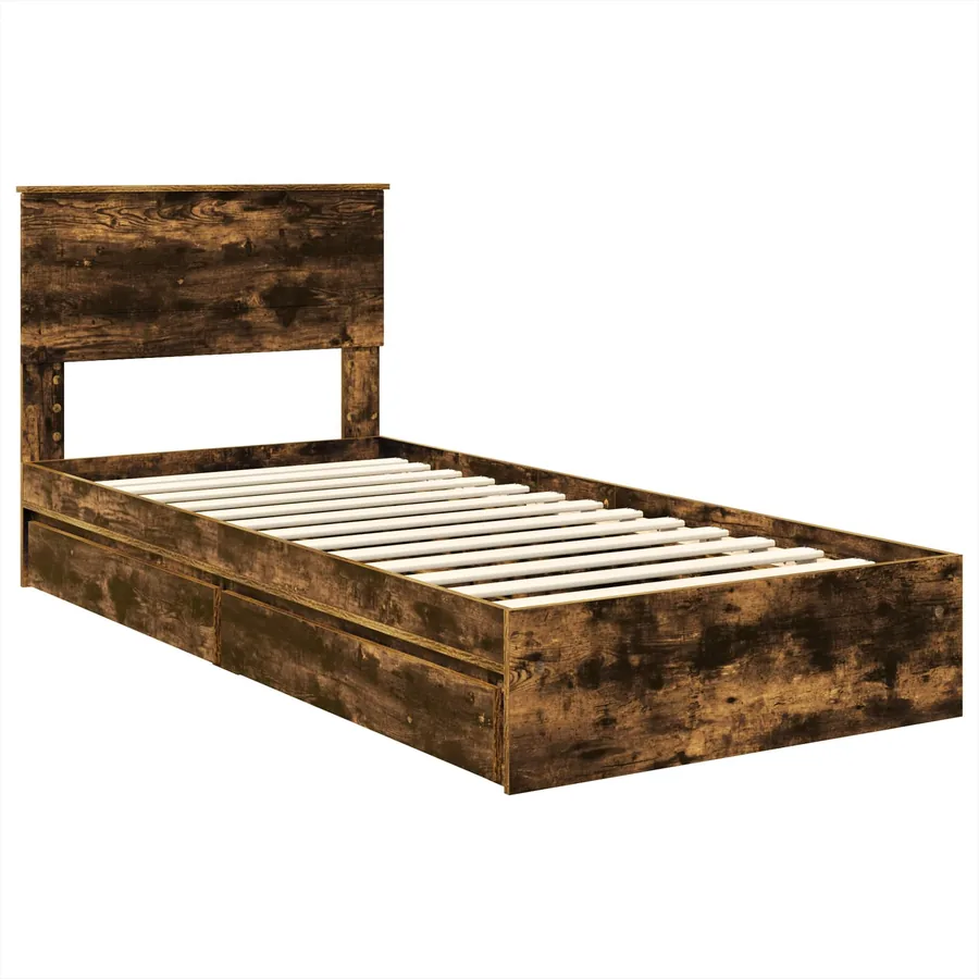Lit de Rangement Chêne fumé 75 x 190 cm Bois d'ingénierie - 4