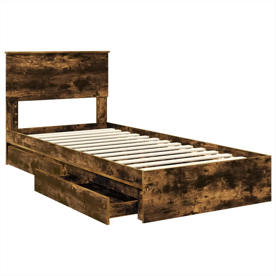 Lit de Rangement Chêne fumé 75 x 190 cm Bois d'ingénierie - 5