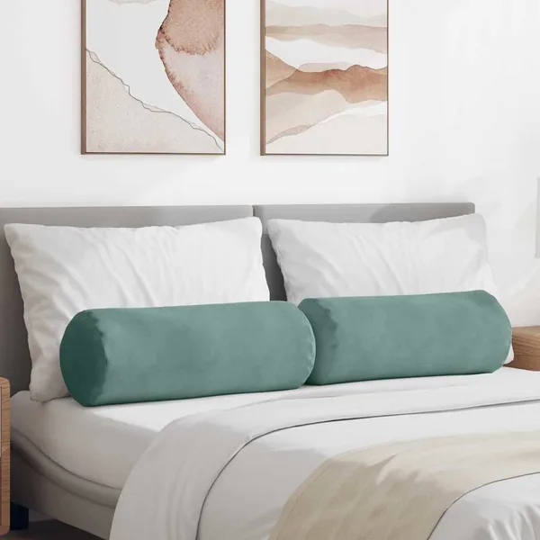 Coussins d'accent 2 pcs Vert Mer Ø 25 x 70 cm