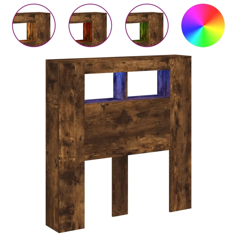 Tête de lit à LED chêne fumé 100x18,5x103,5cm bois d'ingénierie - 2