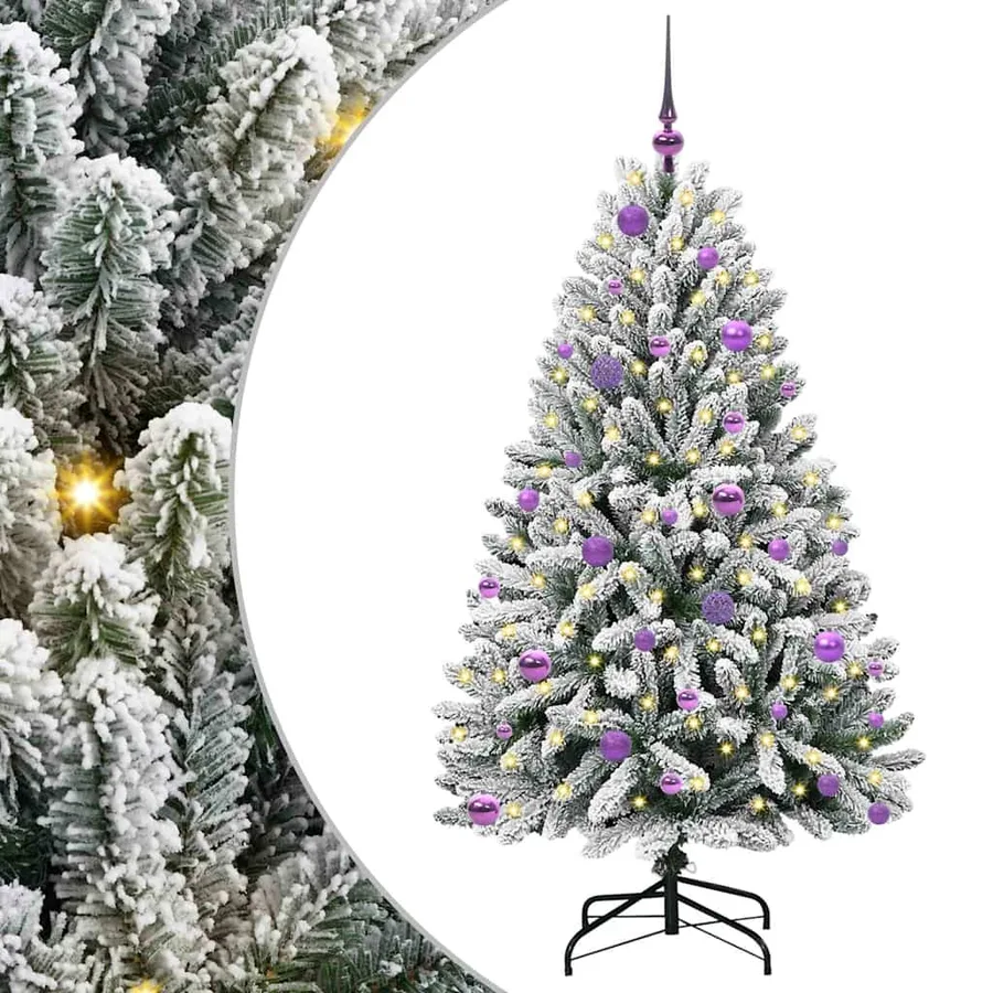 Sapin de Noël artificiel Vert et blanc 150 cm PVC et métal - 2