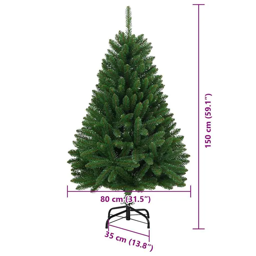 Sapin de Noël artificiel avec 150 LED Vert 150 cm PVC et métal - 16
