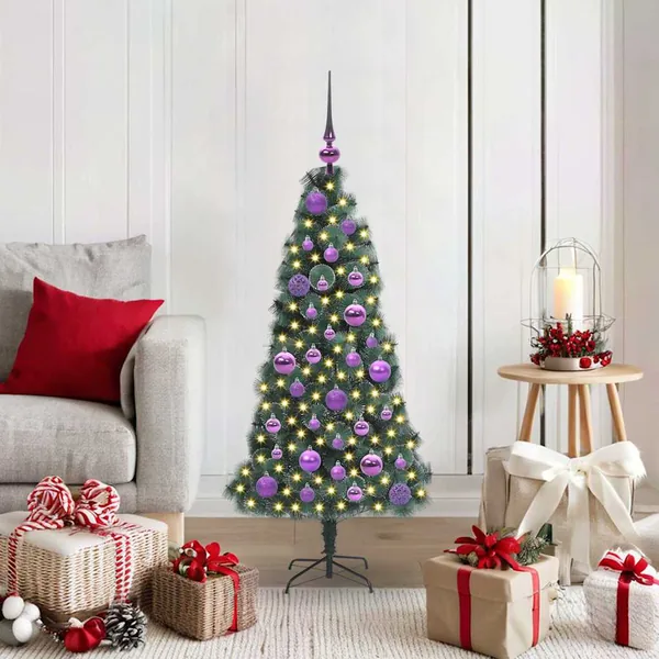 Arbre de Noël artificiel pré-éclairé avec set de boules 120 cm