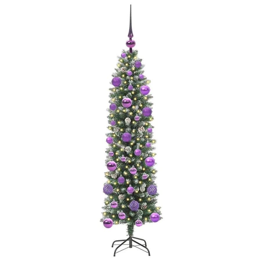 Arbre de Noël artificiel slim avec 150 LED Vert et blanc 120 cm - 3