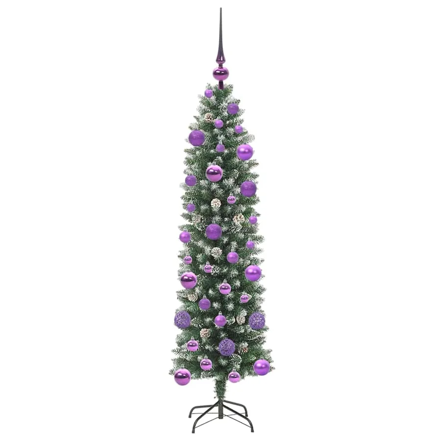 Arbre de Noël artificiel slim avec 150 LED Vert et blanc 120 cm - 4
