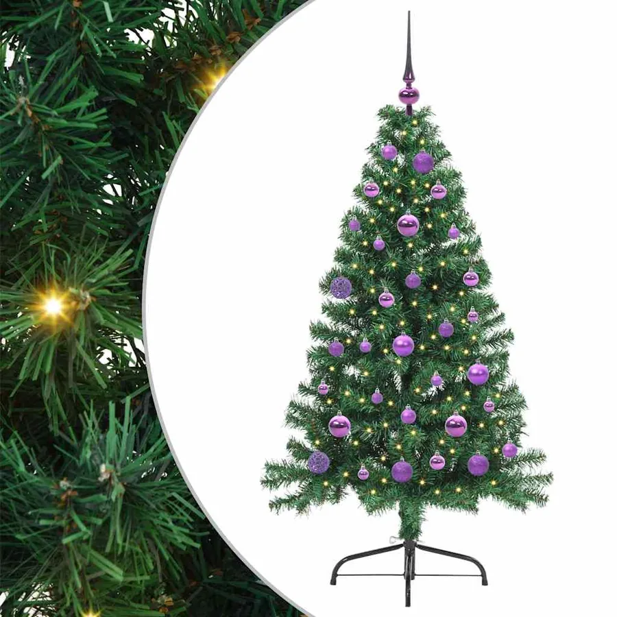Sapin de Noël artificiel pré-éclairé Vert 150 cm PVC - 2