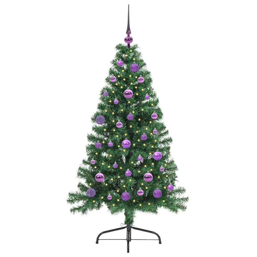 Sapin de Noël artificiel pré-éclairé Vert 150 cm PVC - 3