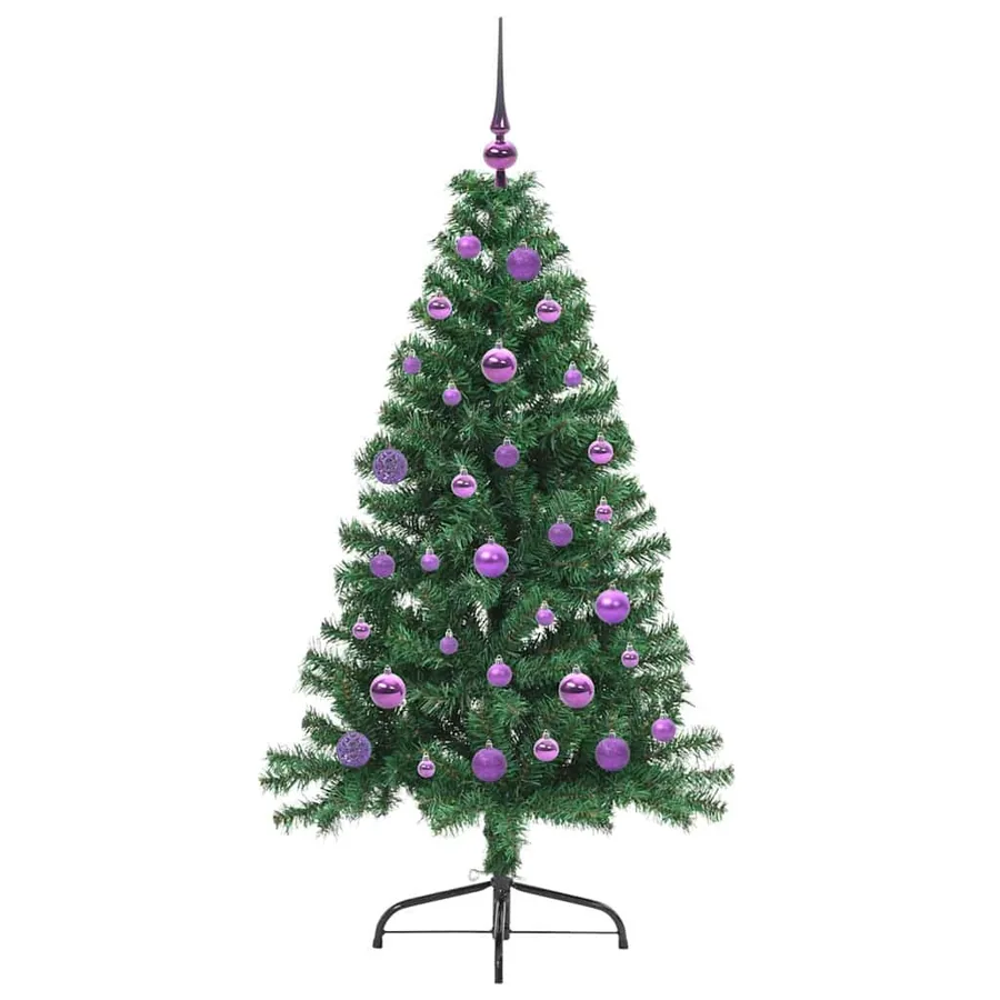 Sapin de Noël artificiel pré-éclairé Vert 150 cm PVC - 4