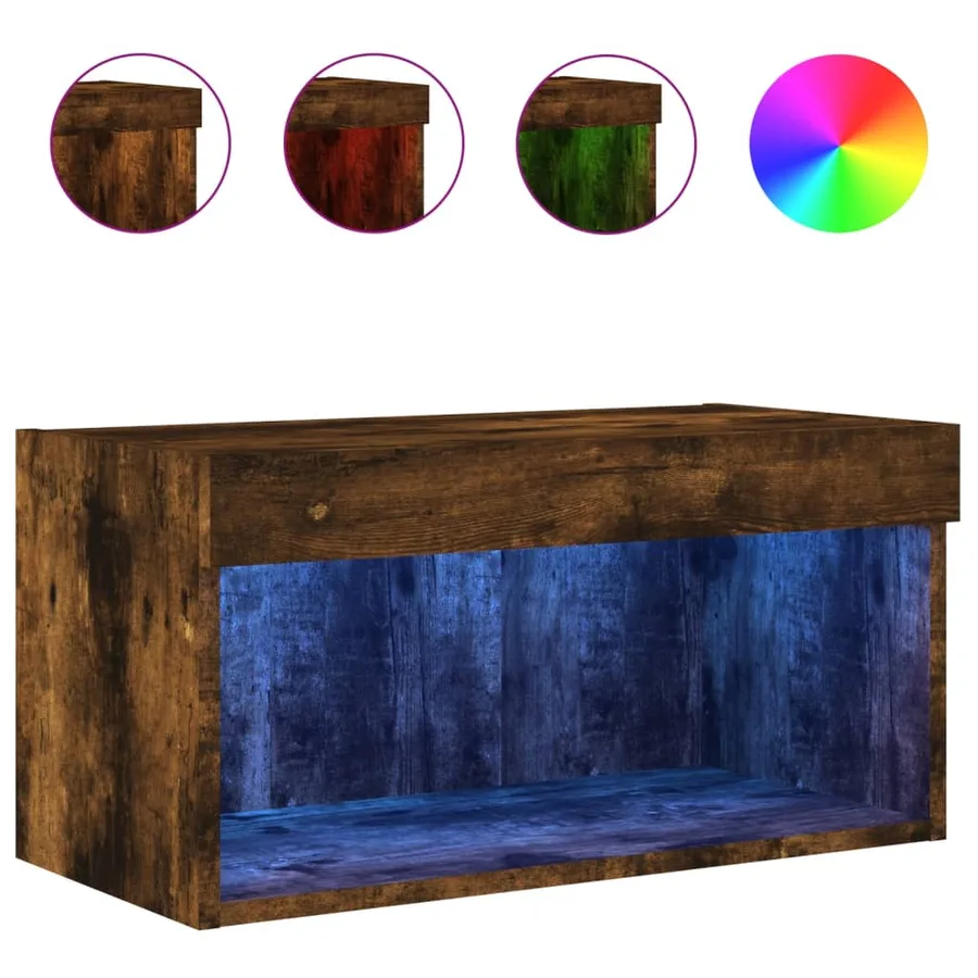 Meuble TV avec lumières LED chêne fumé 60x30x30 cm - 2