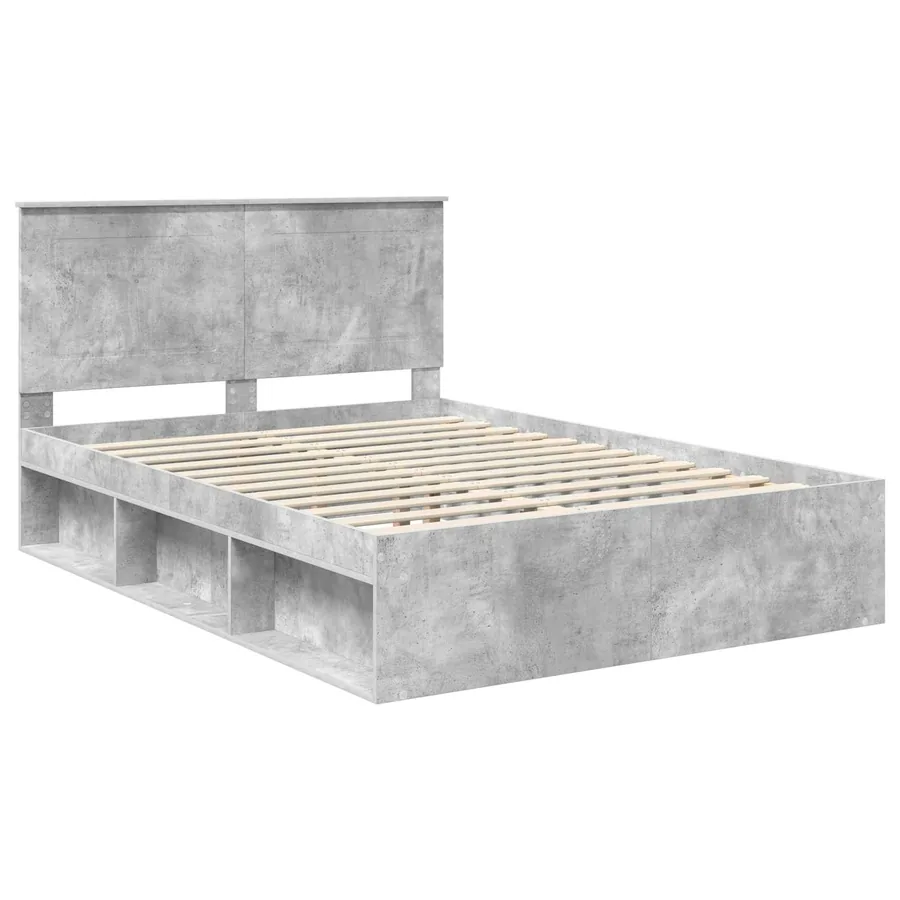 Cadre de lit Béton 140 x 190 cm Bois de pin massif - 4