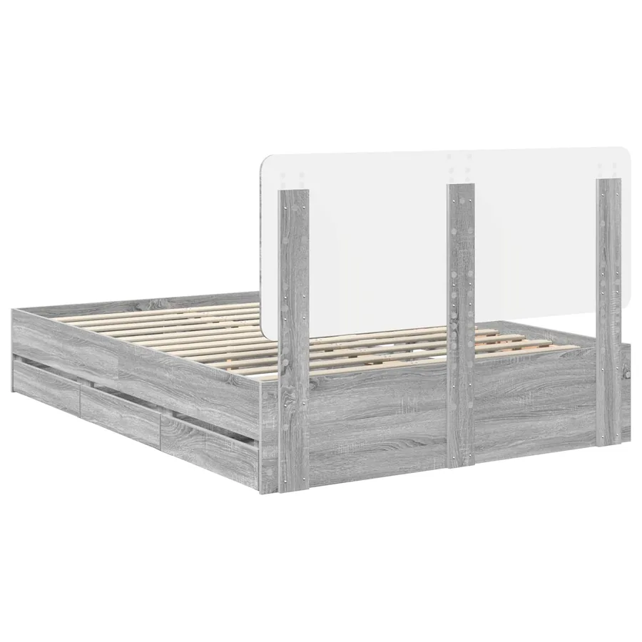 Cadre de lit Gris Sonoma 140 x 190 cm Bois Ingénierie - 10