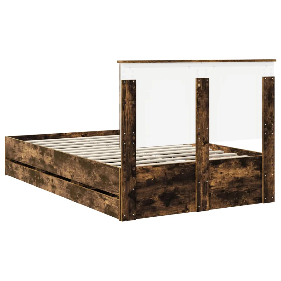 Cadre de lit Chêne fumé 135 x 190 cm Bois Ingénierie - 8