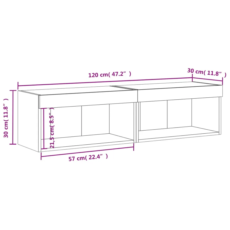 Meubles TV avec lumières LED 2 pcs blanc 60x30x30 cm - 17