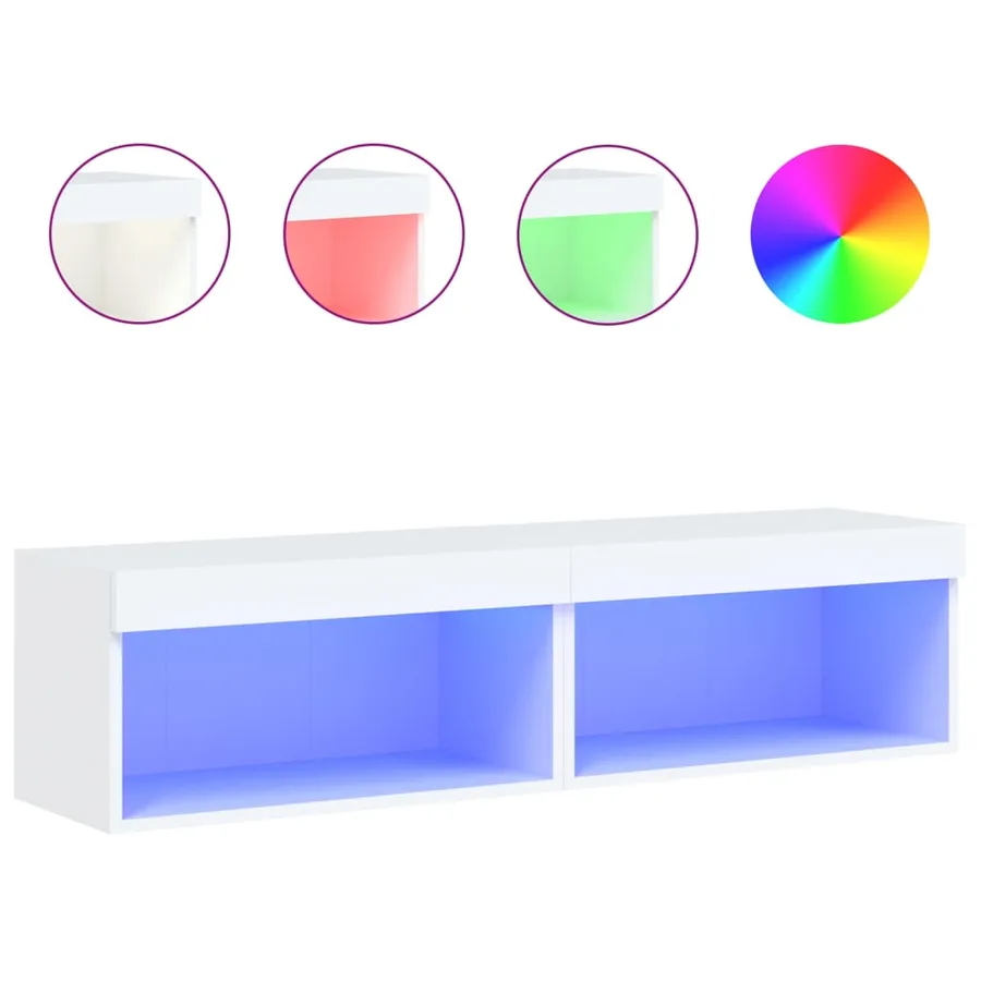 Meubles TV avec lumières LED 2 pcs blanc 60x30x30 cm - 2