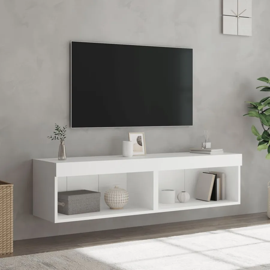 Meubles TV avec lumières LED 2 pcs blanc 60x30x30 cm - 5