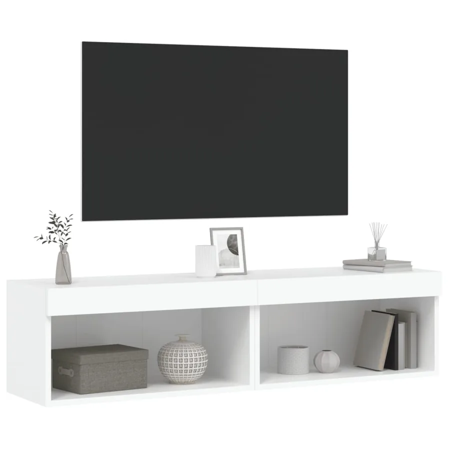 Meubles TV avec lumières LED 2 pcs blanc 60x30x30 cm - 6