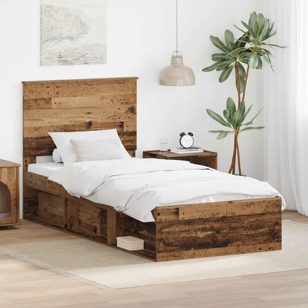 Cadre de lit Bois ancien 75 x 190 cm Bois de pin massif