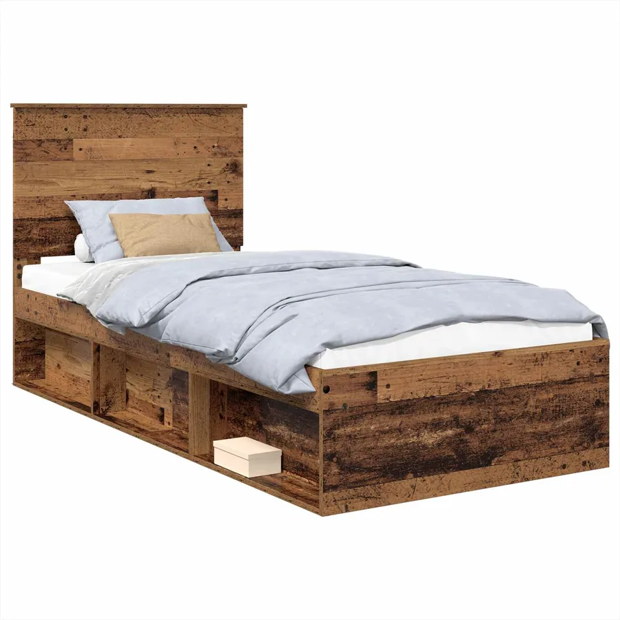 Cadre de lit Bois ancien 75 x 190 cm Bois de pin massif - 2